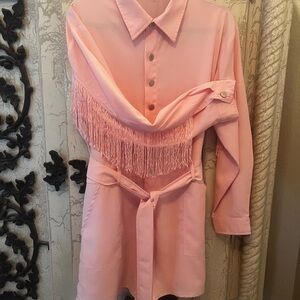Elegant Pink Fringe Romper